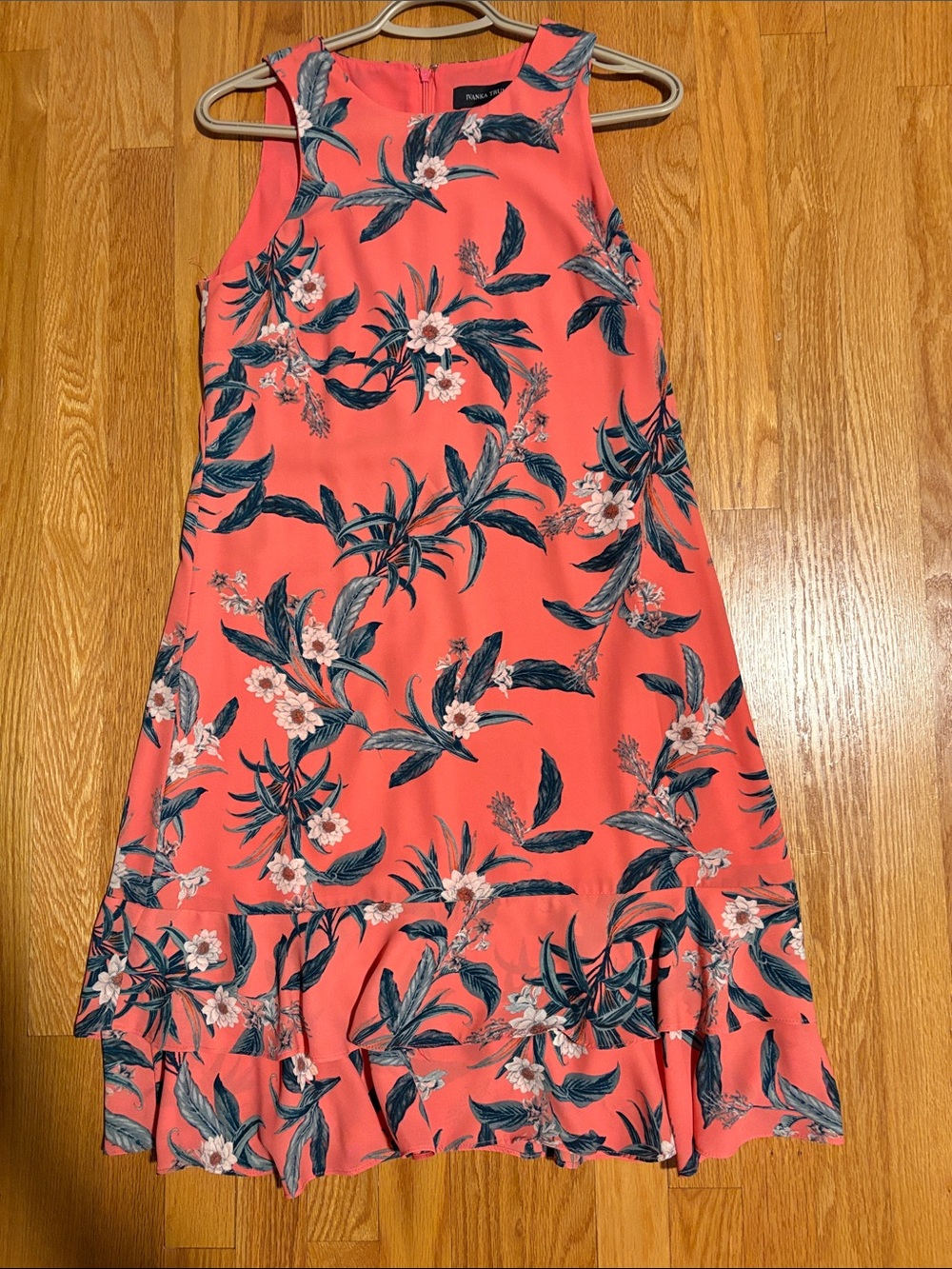 Ivanka Trump Coral Pink Floral A-Line Dress